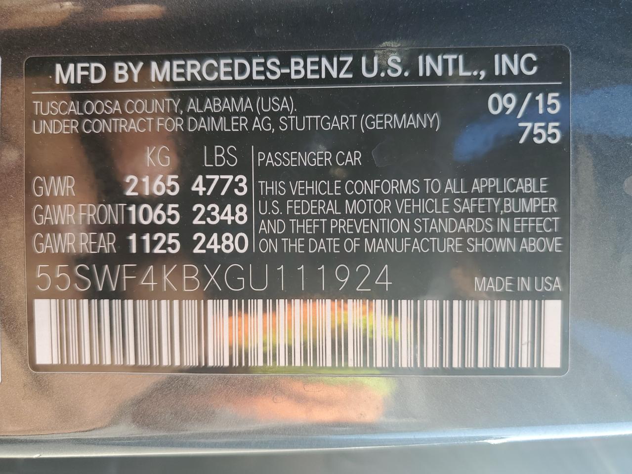 2016 Mercedes-Benz C 300 4Matic VIN: 55SWF4KBXGU111924 Lot: 62685885