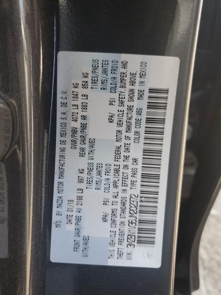 2018 Mazda 3 Touring VIN: 3MZBN1V36JM202372 Lot: 61927895