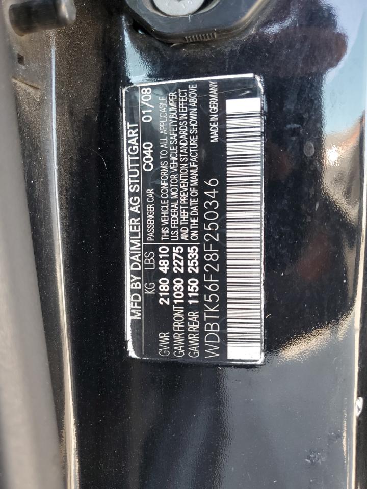 2008 Mercedes-Benz Clk 350 VIN: WDBTK56F28F250346 Lot: 60489885