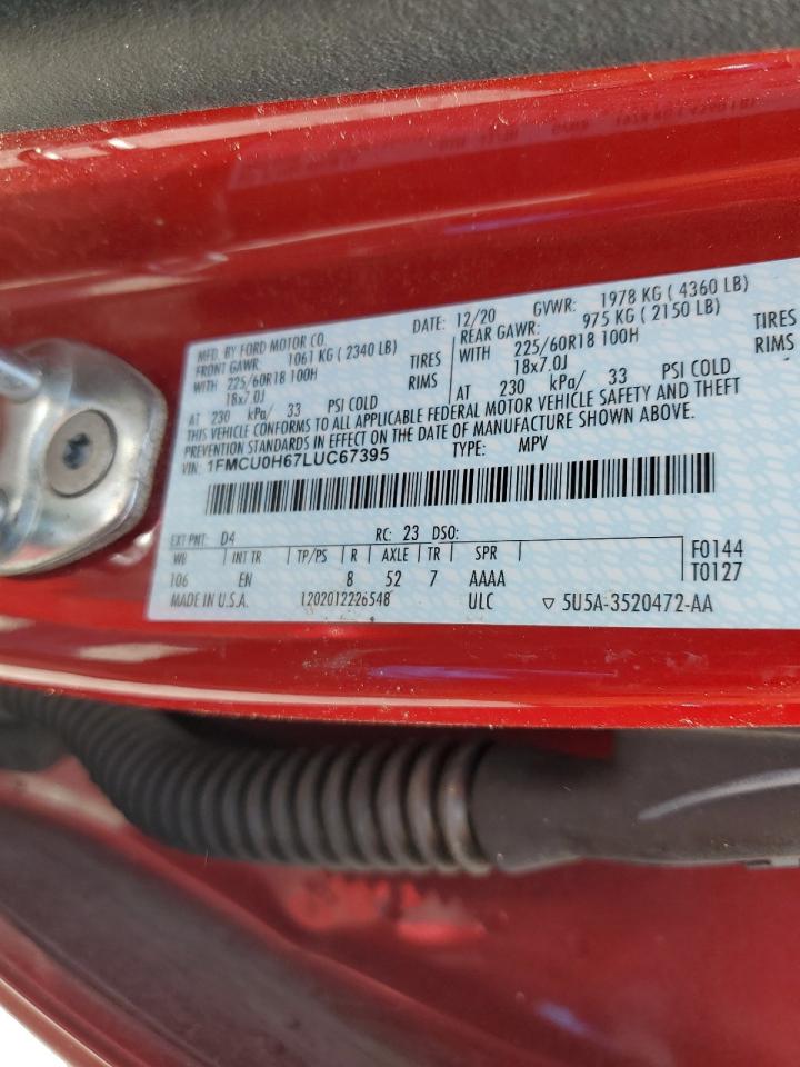 2020 Ford Escape Sel VIN: 1FMCU0H67LUC67395 Lot: 62934755