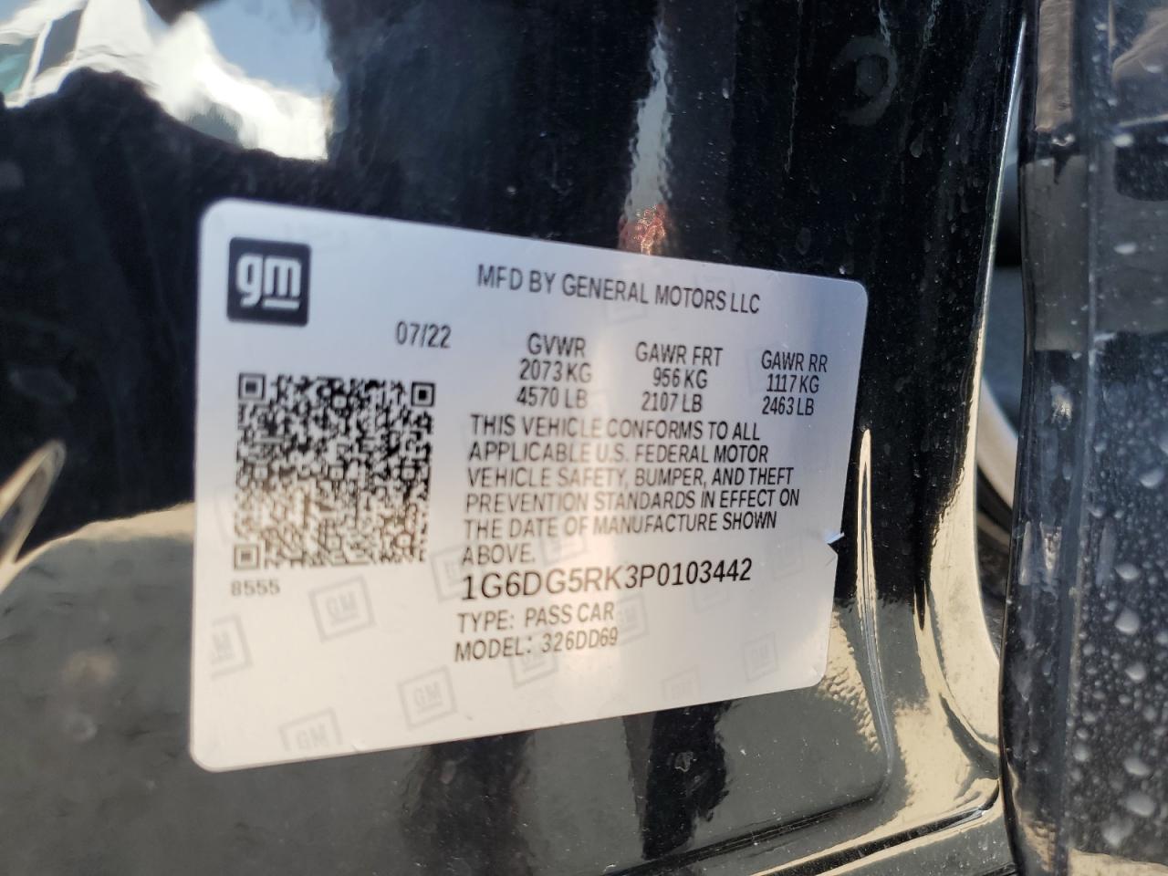 2023 Cadillac Ct4 Sport VIN: 1G6DG5RK3P0103442 Lot: 58846355