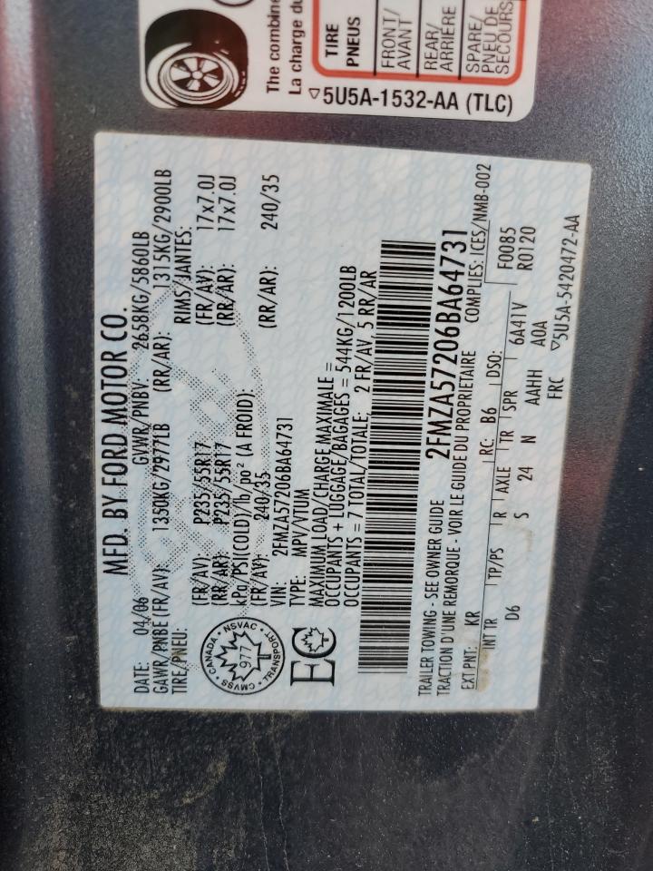 FORD FREESTAR 2006 VIN 2FMZA57206BA64731 zdjęcie 14