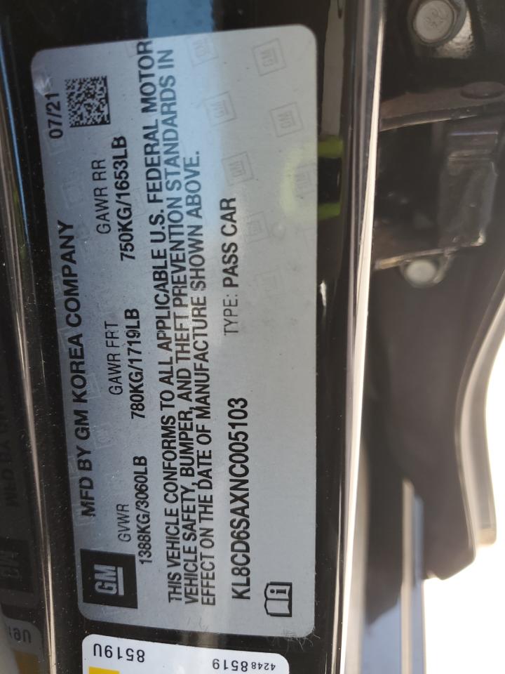 2022 Chevrolet Spark 1Lt VIN: KL8CD6SAXNC005103 Lot: 62142745