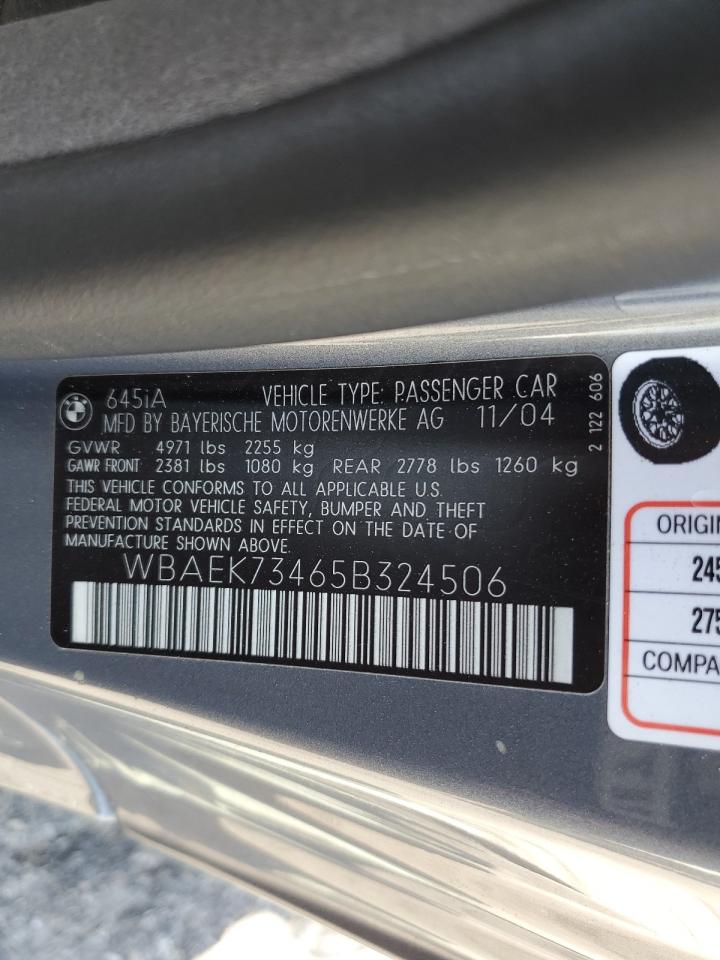 2005 BMW 645 Ci Automatic VIN: WBAEK73465B324506 Lot: 62027895