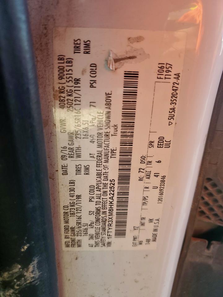 2017 Ford Transit T-250 VIN: 1FTYR3XM8HKA22525 Lot: 62533915