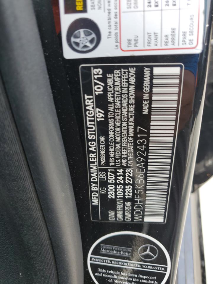 2014 Mercedes-Benz E 350 VIN: WDDHF5KB6EA924317 Lot: 62537235