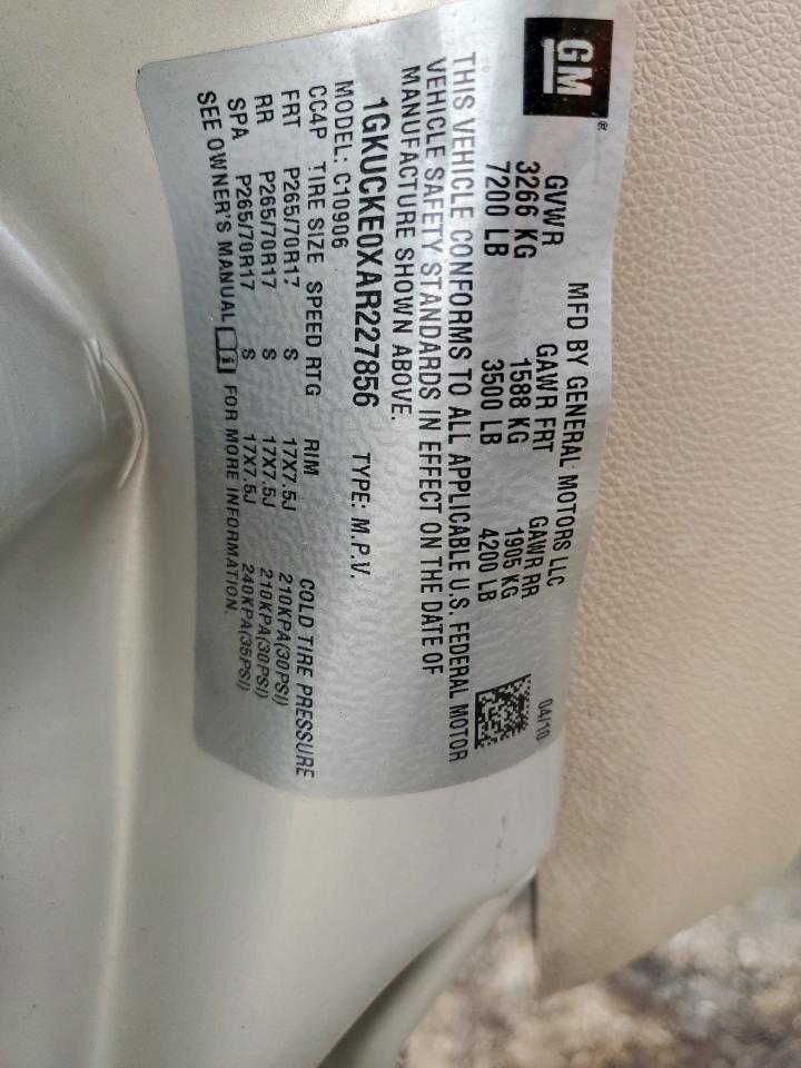2010 GMC Yukon Xl C1500 Slt VIN: 1GKUCKE0XAR227856 Lot: 62875475