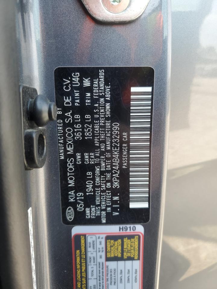 2019 Kia Rio S VIN: 3KPA24AB4KE232990 Lot: 61366235