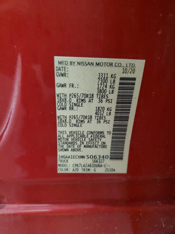 2021 Nissan Titan S VIN: 1N6AA1ECXMN506340 Lot: 58896985