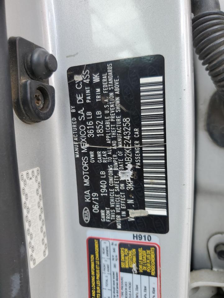 2019 Kia Rio S VIN: 3KPA24AB2KE243258 Lot: 59300135