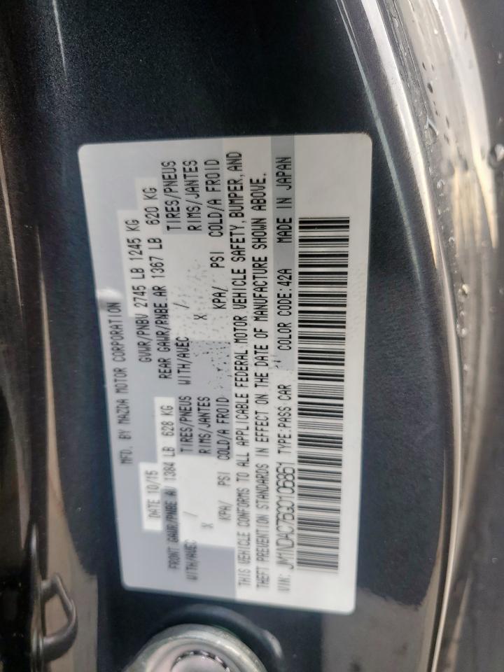 2016 Mazda Mx-5 Miata Club VIN: JM1NDAC76G0106861 Lot: 60146045