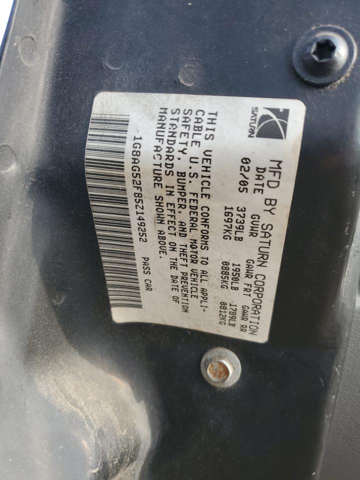 2005 Saturn Ion Level 1 VIN: 1G8AG52F85Z149252 Lot: 60823005