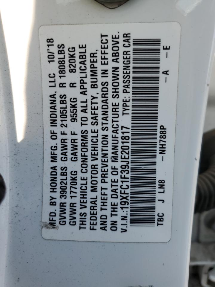2018 Honda Civic Ex VIN: 19XFC1F39JE201817 Lot: 62412155