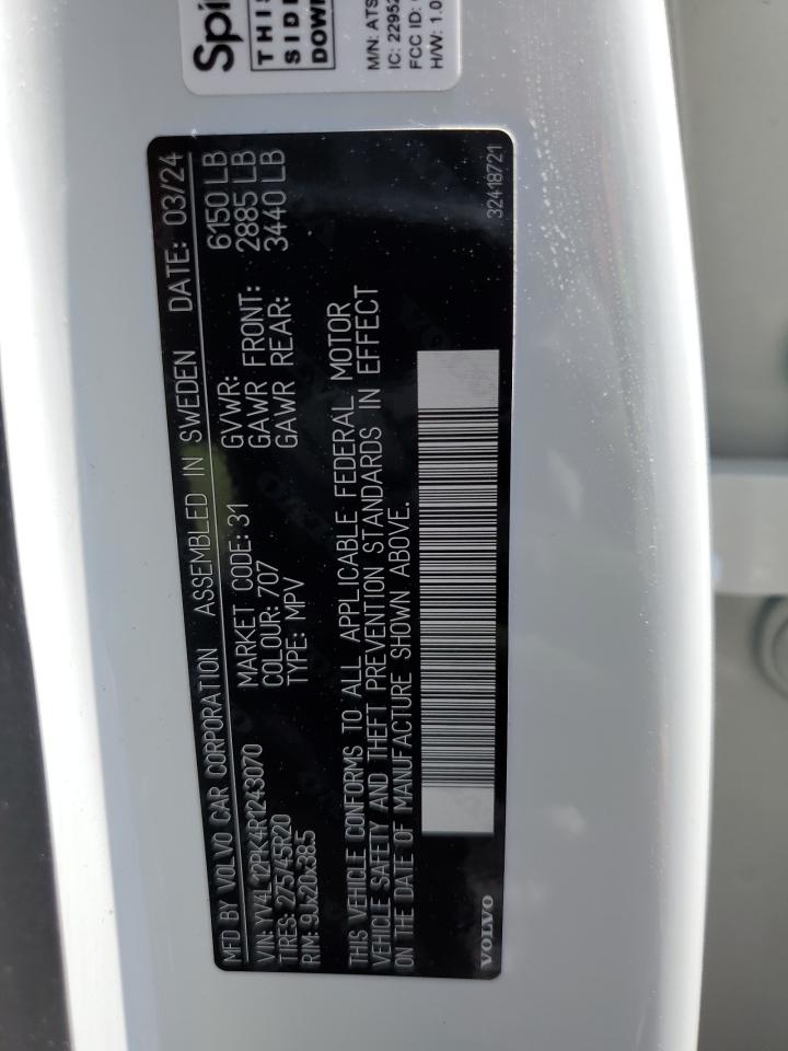 2024 Volvo Xc90 Core VIN: YV4L12PK4R1243070 Lot: 62787925