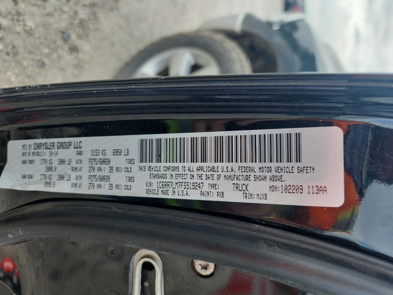 2015 Ram 1500 Slt VIN: 1C6RR7LM7FS519247 Lot: 93954995