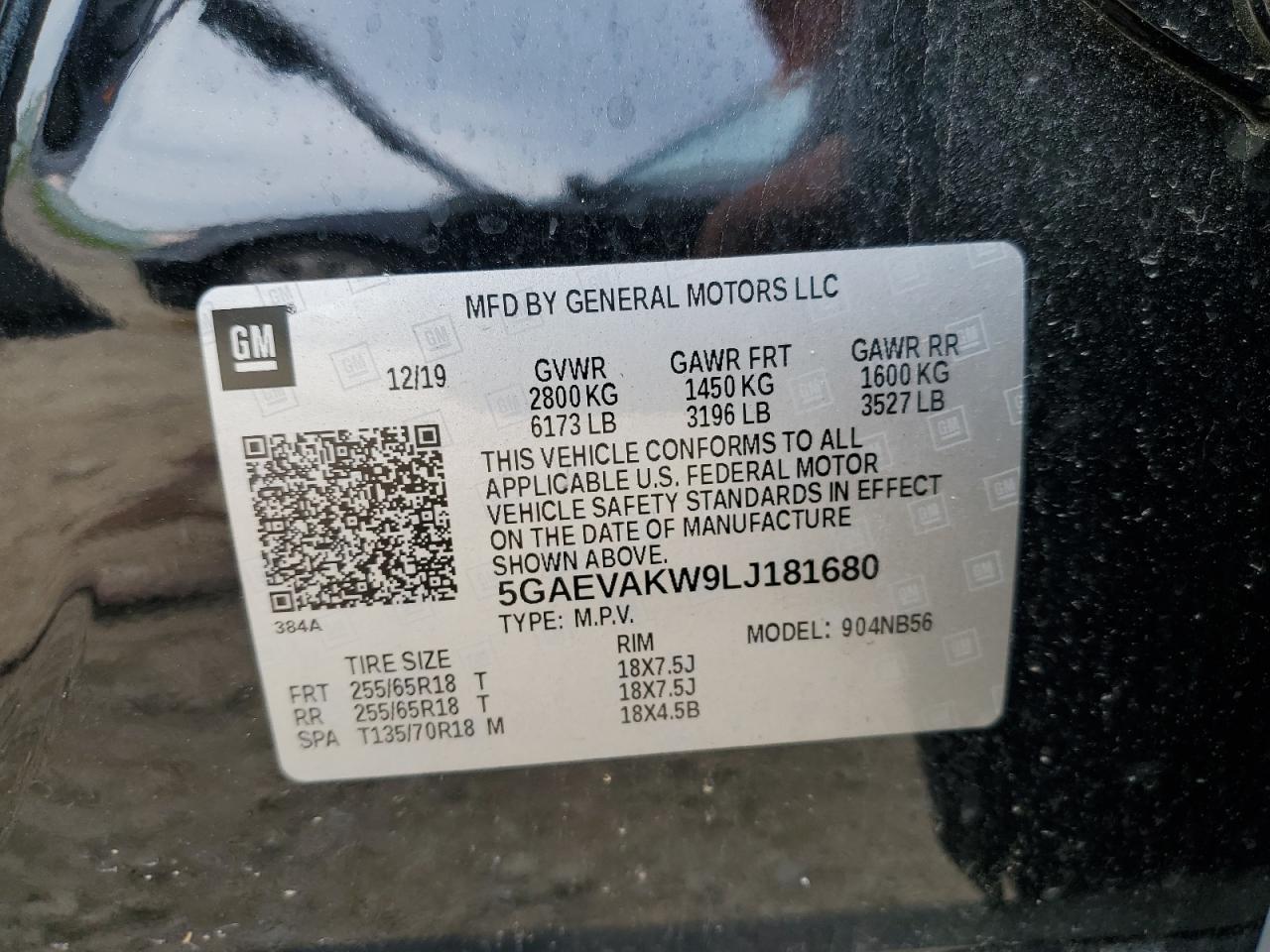 2020 Buick Enclave Essence VIN: 5GAEVAKW9LJ181680 Lot: 60698725