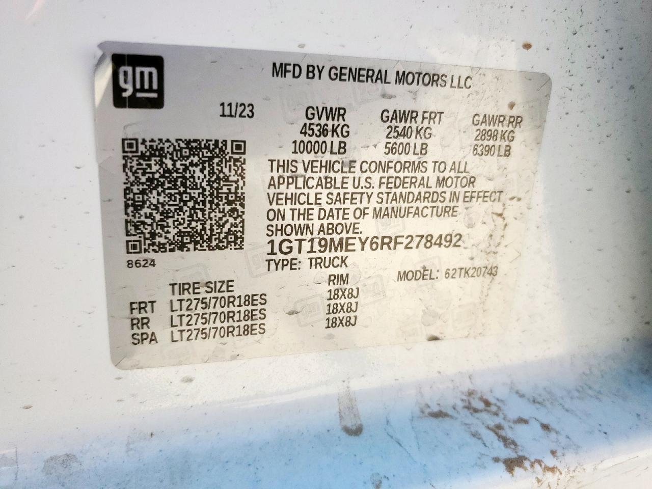 2024 GMC Sierra K2500 Sle VIN: 1GT19MEY6RF278492 Lot: 60687165