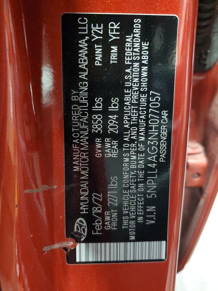 2022 Hyundai Elantra Se VIN: 5NPLL4AG3NH077057 Lot: 62292805