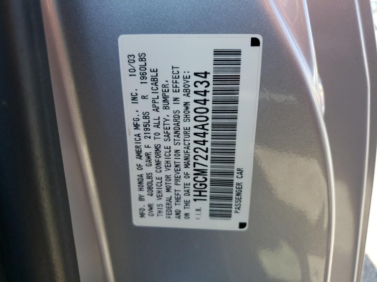 2004 Honda Accord Lx VIN: 1HGCM72244A004434 Lot: 59967565