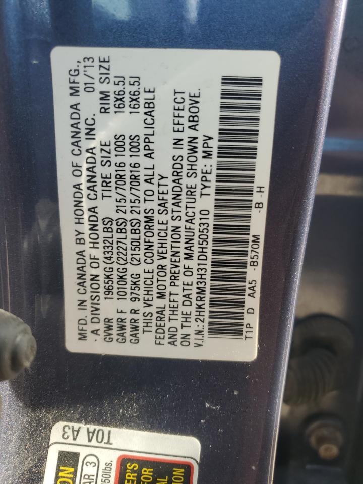 2013 Honda Cr-V Lx VIN: 2HKRM3H31DH505310 Lot: 62722985