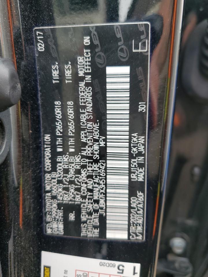 2017 Lexus Gx 460 VIN: JTJBM7FX3H5169421 Lot: 61764795