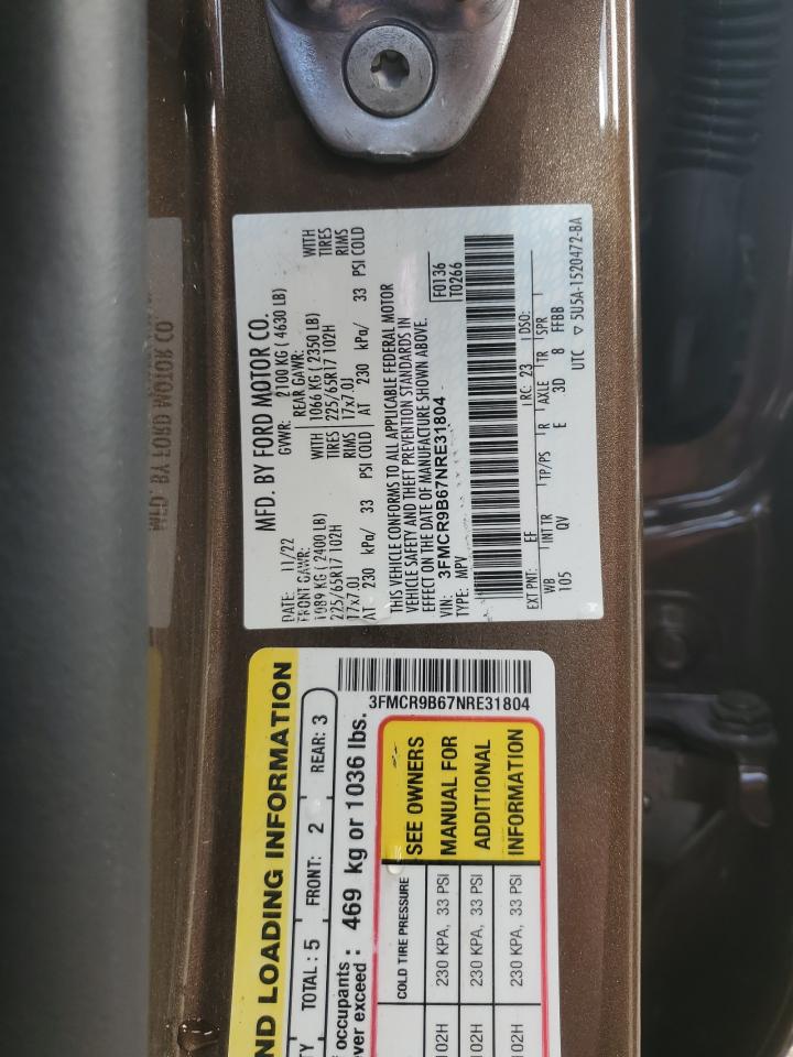 2022 Ford Bronco Sport Big Bend VIN: 3FMCR9B67NRE31804 Lot: 60987245