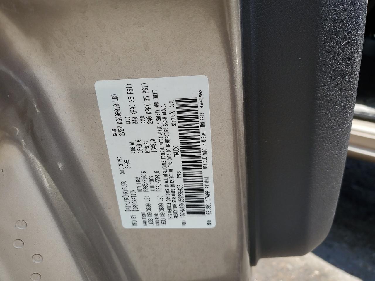 2005 Dodge Dakota Slt VIN: 1D7HW42N15S296438 Lot: 62324695