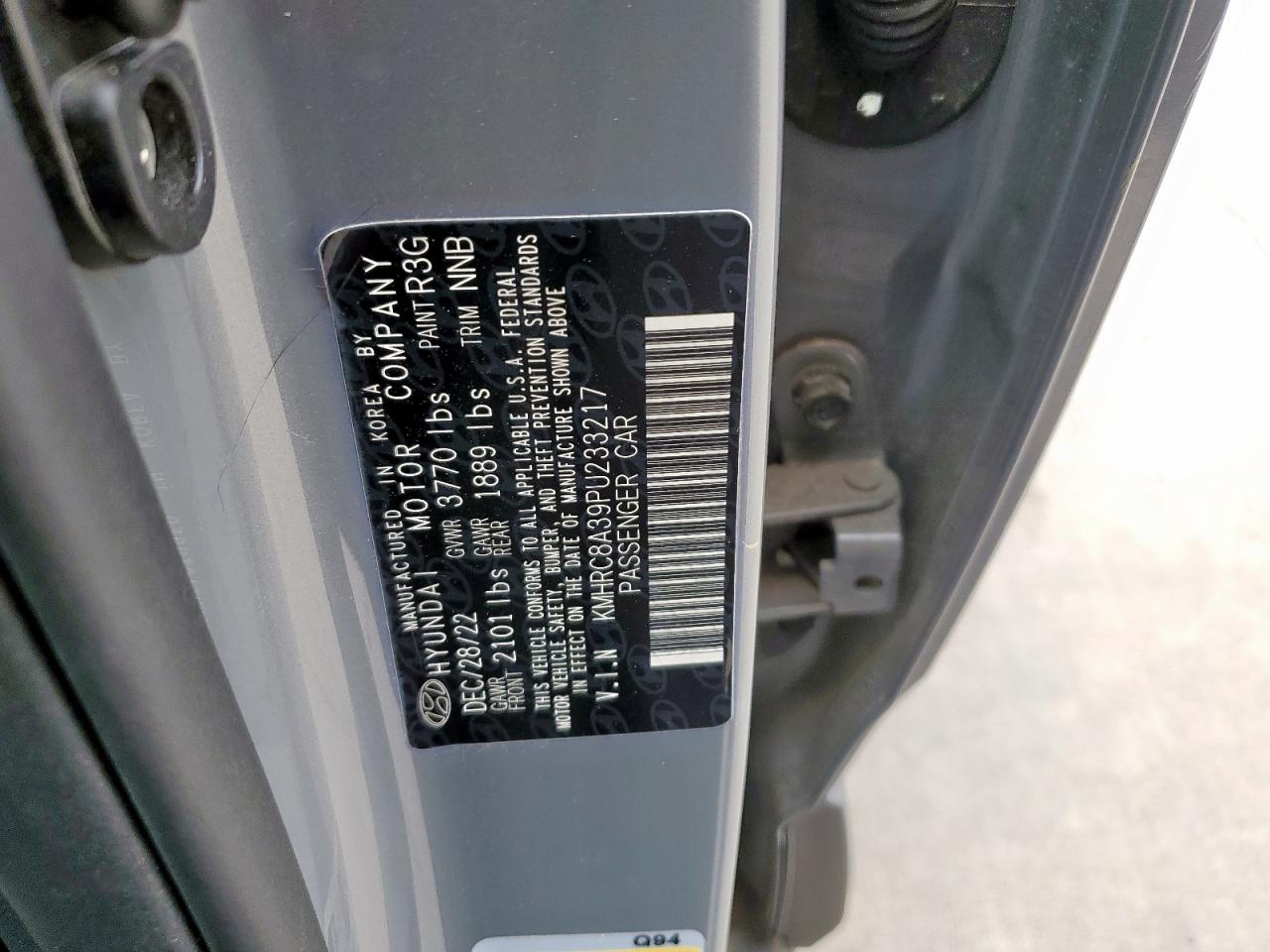 2023 Hyundai Venue Sel VIN: KMHRC8A39PU233217 Lot: 61666475