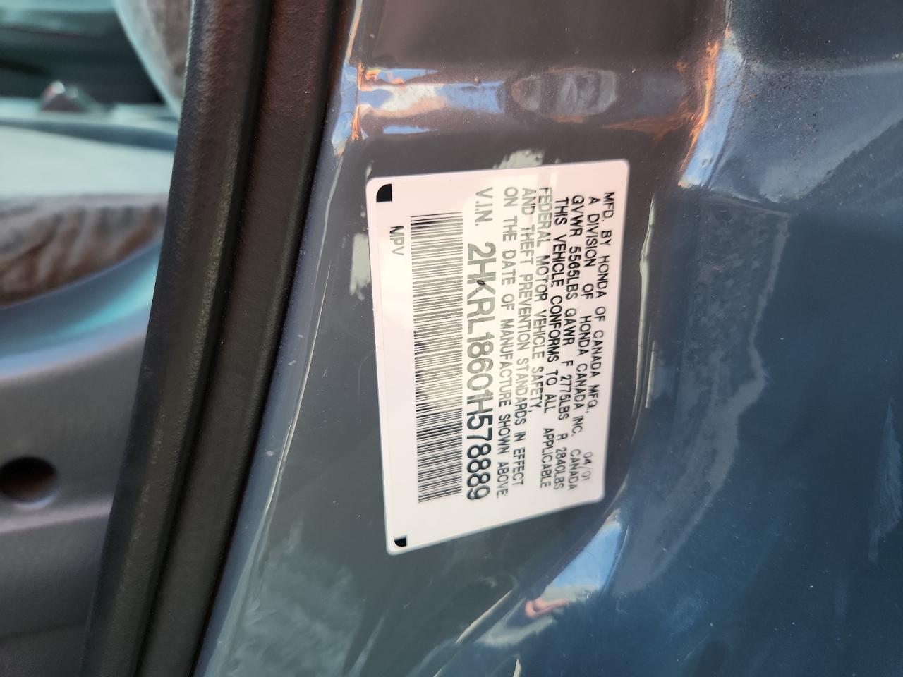 2001 Honda Odyssey Ex VIN: 2HKRL18601H578889 Lot: 62074495