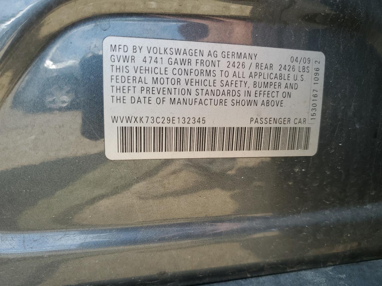 2009 Volkswagen Passat Wagon Turbo VIN: WVWXK73C29E132345 Lot: 61217495
