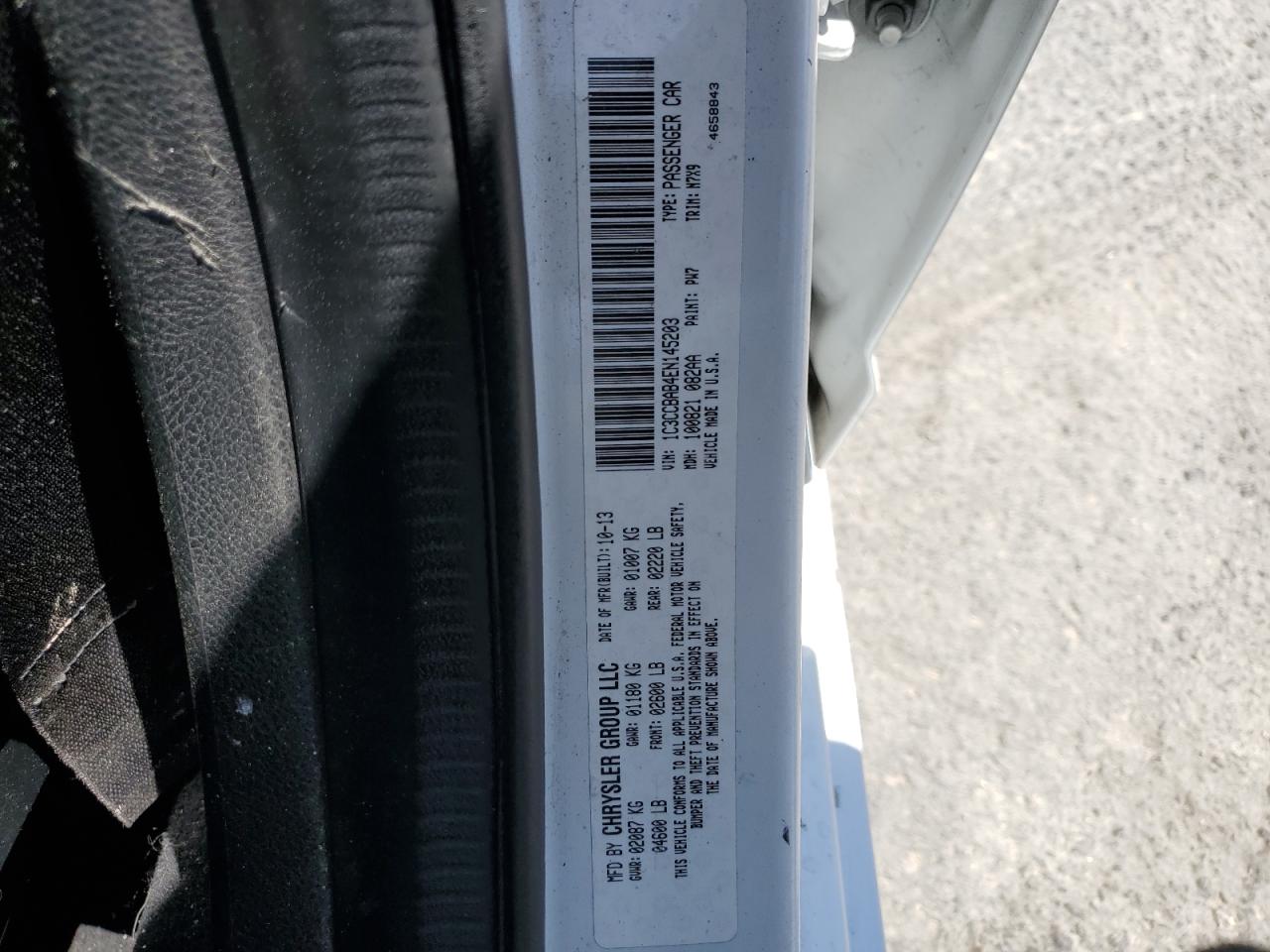 2014 Chrysler 200 Lx VIN: 1C3CCBAB4EN145203 Lot: 62947145