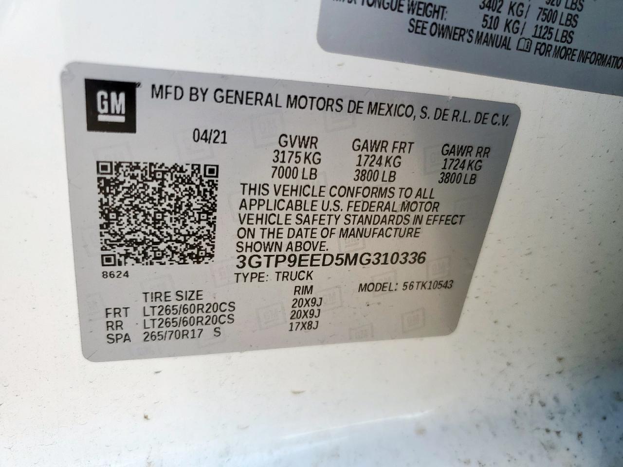 GMC SIERRA 2021 VIN 3GTP9EED5MG310336 фото 13