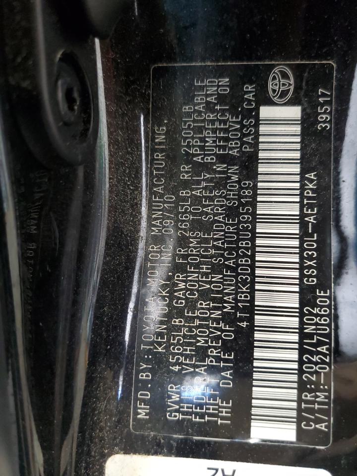 2011 Toyota Avalon Base VIN: 4T1BK3DB2BU395189 Lot: 61133175