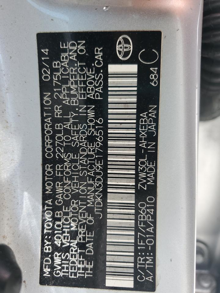 2014 Toyota Prius VIN: JTDKN3DU9E1796516 Lot: 62695605