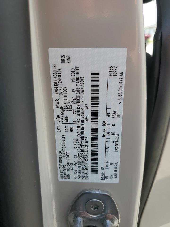 2020 Lincoln Corsair VIN: 5LMCJ1C93LUL21577 Lot: 60518825