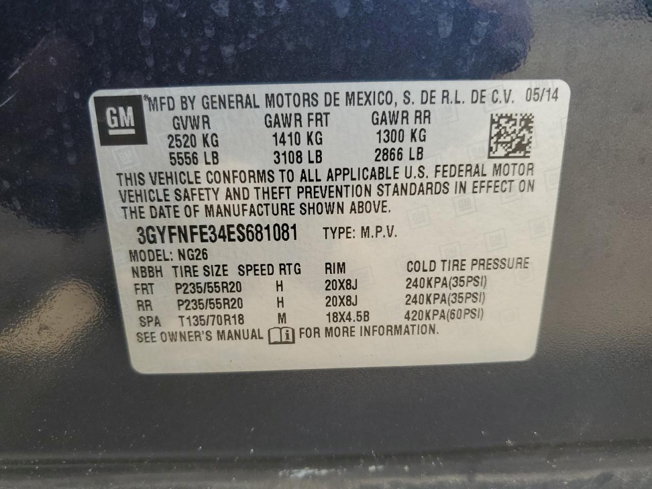 2014 Cadillac Srx Performance Collection VIN: 3GYFNFE34ES681081 Lot: 62357815