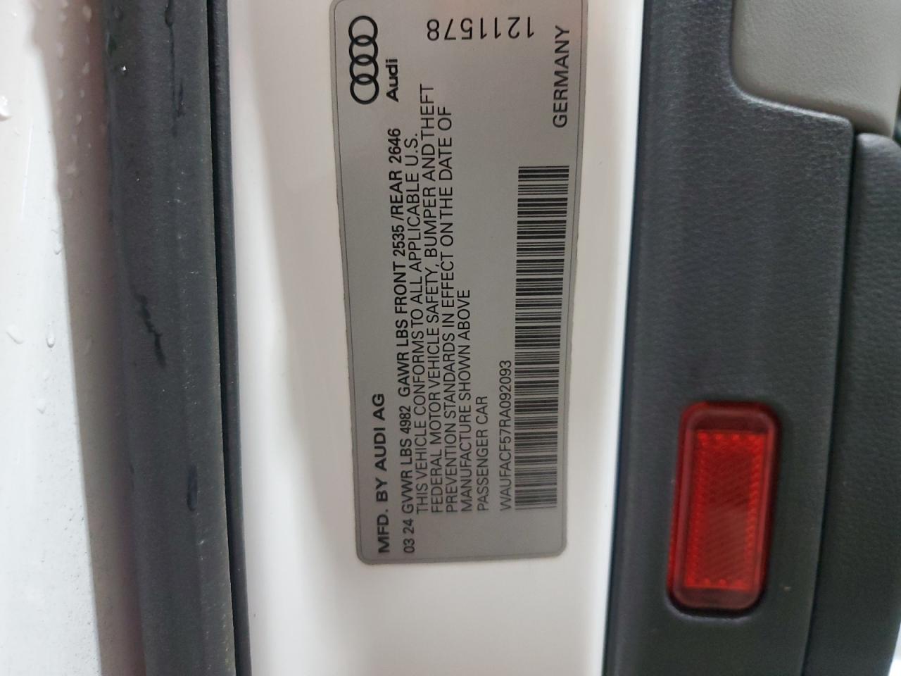 2024 Audi A5 Premium Plus 45 VIN: WAUFACF57RA092093 Lot: 61485265