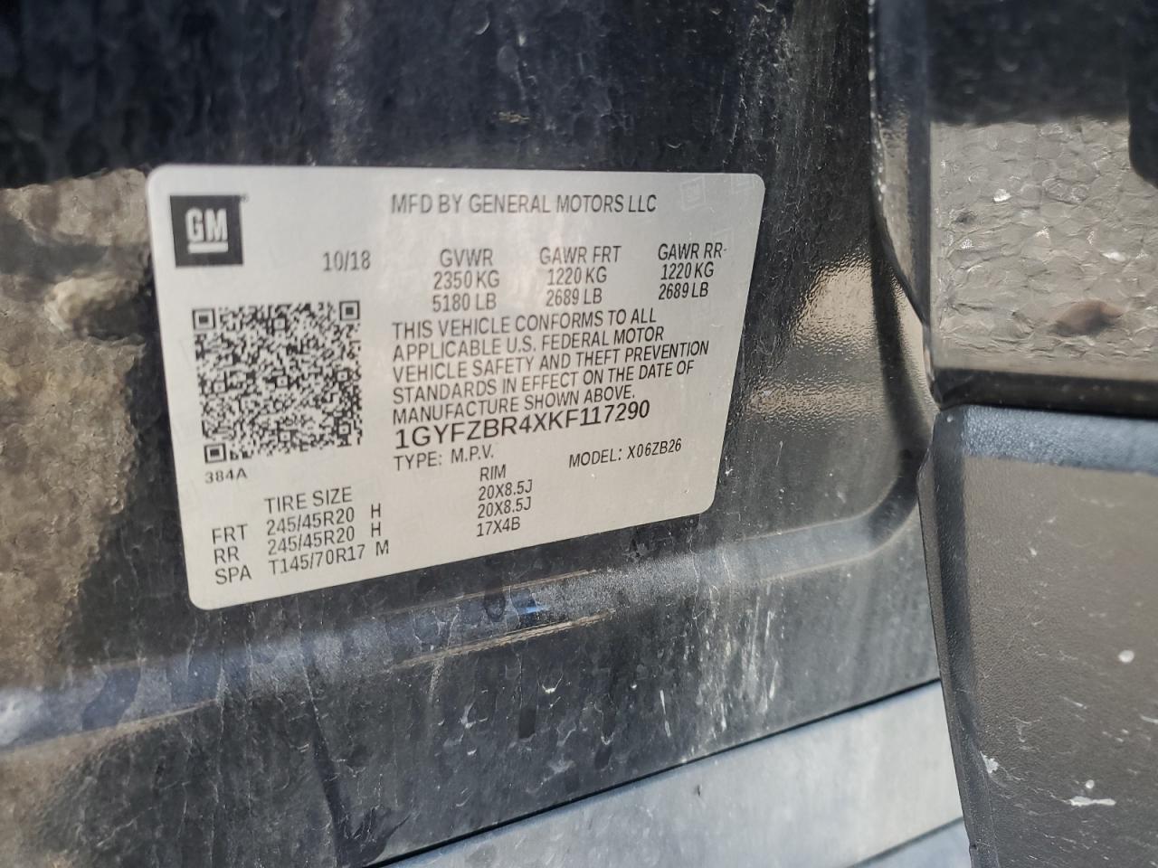 2019 Cadillac Xt4 Luxury VIN: 1GYFZBR4XKF117290 Lot: 61997635