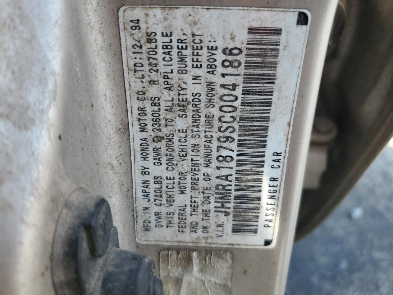 1995 Honda Odyssey Ex VIN: JHMRA1879SC004186 Lot: 60531825