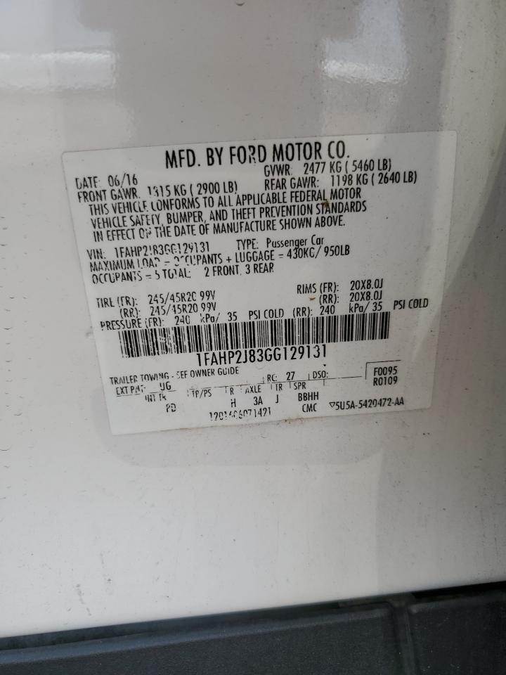 2016 Ford Taurus Limited VIN: 1FAHP2J83GG129131 Lot: 59033145