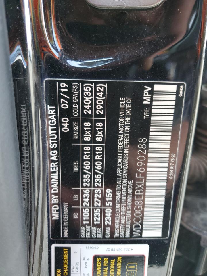 2020 Mercedes-Benz Glc 300 4Matic VIN: WDC0G8EBXLF690288 Lot: 62073795