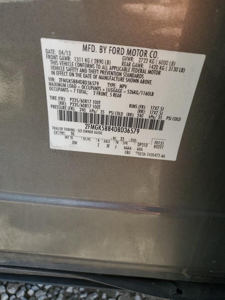 2013 Ford Flex Se VIN: 2FMGK5B84DBD36579 Lot: 59360325