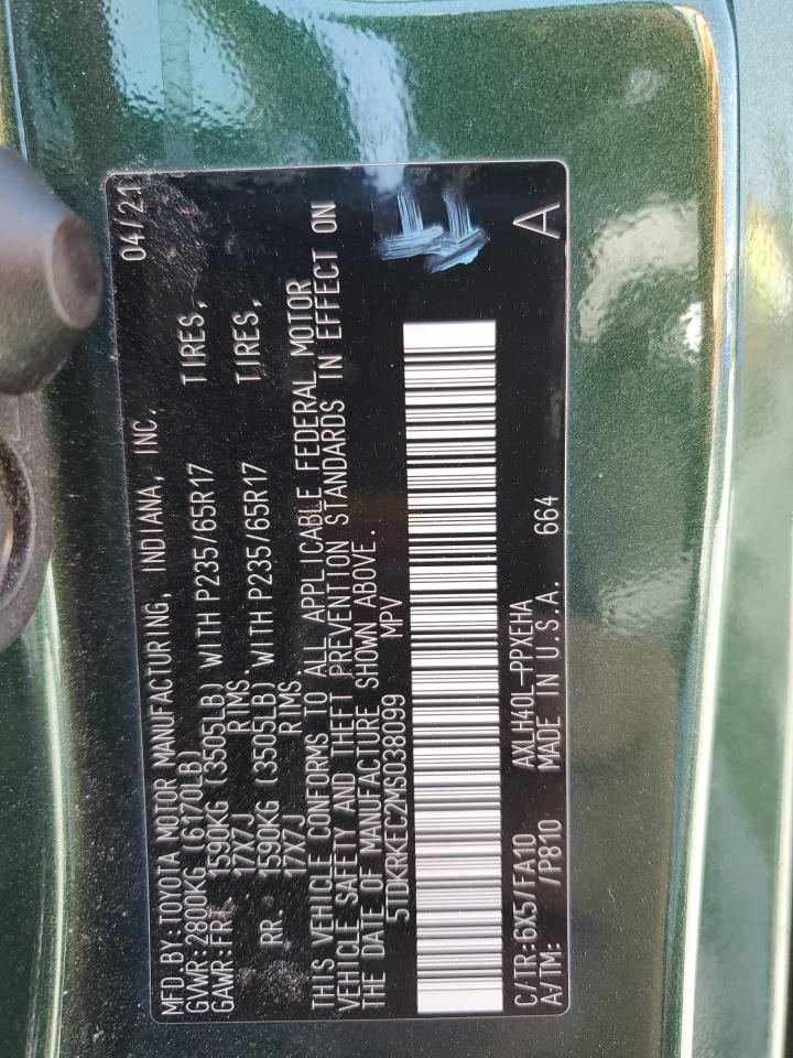 2021 Toyota Sienna Le VIN: 5TDKRKEC2MS038099 Lot: 60243205