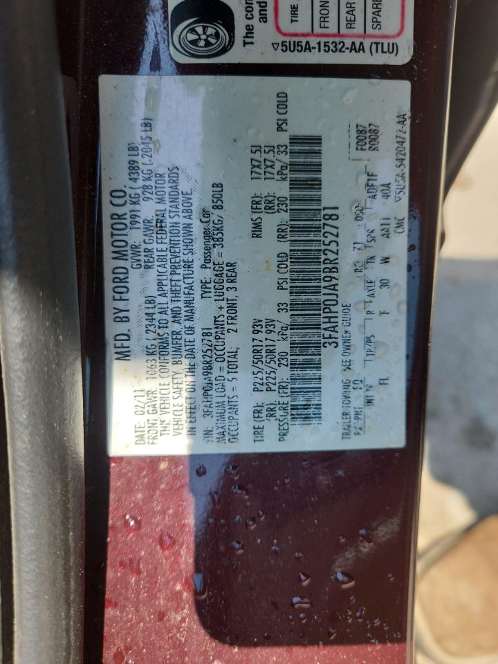 FORD FUSION 2011 VIN 3FAHP0JA9BR252781 фото 12