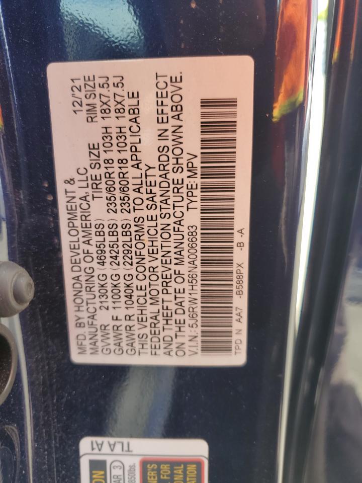 2022 Honda Cr-V Ex VIN: 5J6RW1H56NA006683 Lot: 62012475