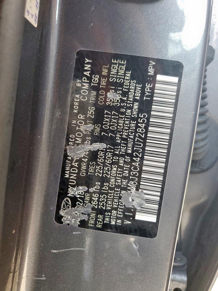 2018 Hyundai Tucson Sel VIN: KM8J3CA42JU728455 Lot: 60690175