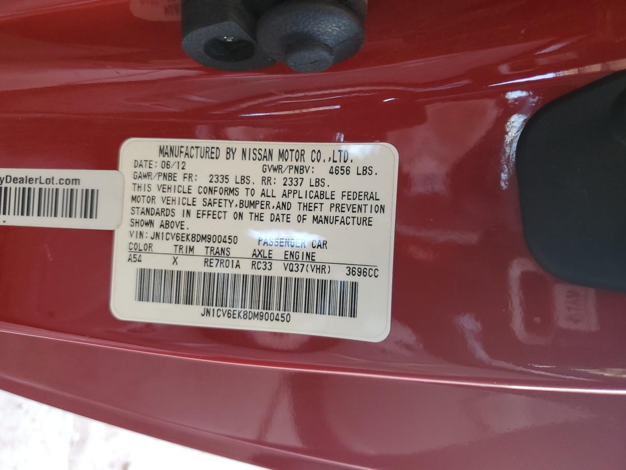 2013 Infiniti G37 Journey VIN: JN1CV6EK8DM900450 Lot: 59842655
