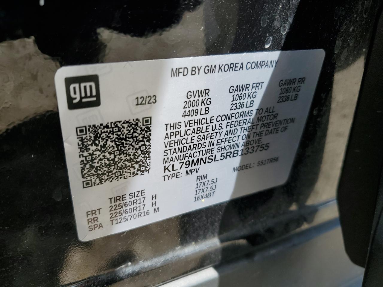 2024 Chevrolet Trailblazer Ls VIN: KL79MNSL5RB133755 Lot: 61427045