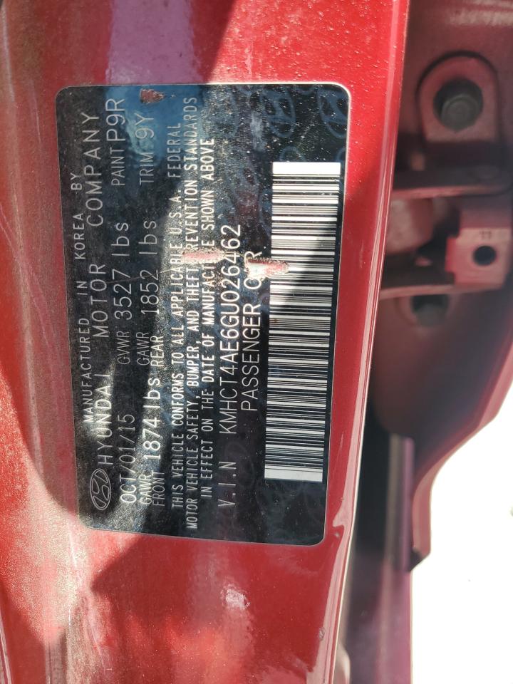2016 Hyundai Accent Se VIN: KMHCT4AE6GU026462 Lot: 62496565