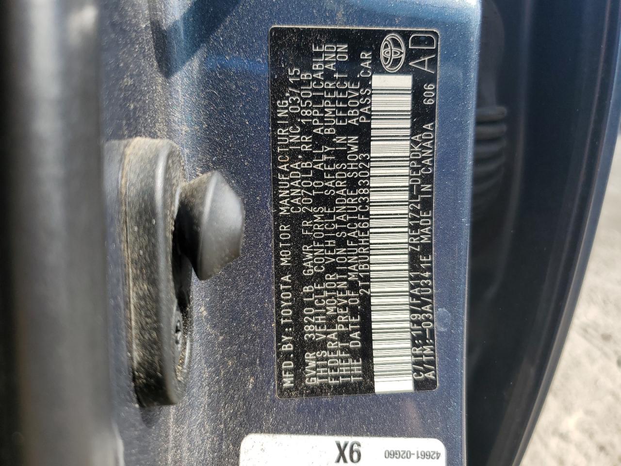 TOYOTA COROLLA 2015 VIN 2T1BURHE6FC383023 photo 12